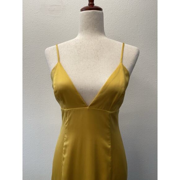 Majorelle Maxi Slip Dress Womens Size S Yellow Satin Silky Prom Party Evening - Picture 2 of 6